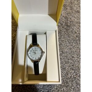 Vernier Minimalist Arabic Silver Black Strap Women Watch VNR11616BK New in Box